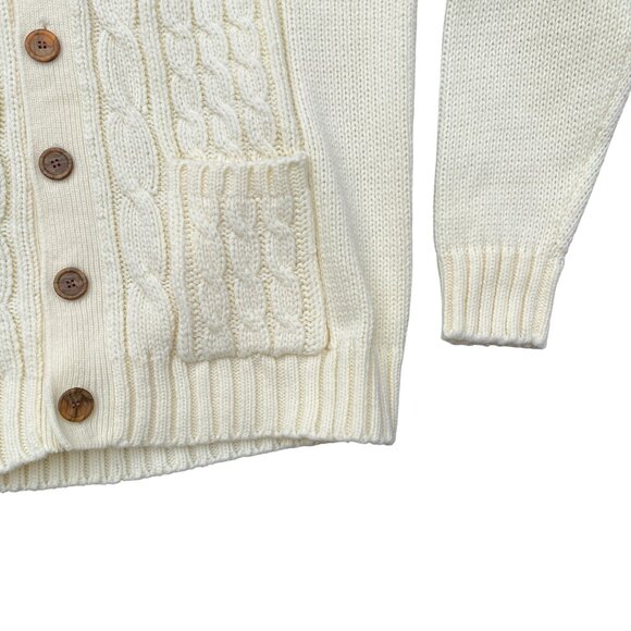 Vintage Cable Knit Fisherman Cardigan Academia Kurt Cobain Old Money Grandpa-XL - Picture 4 of 15